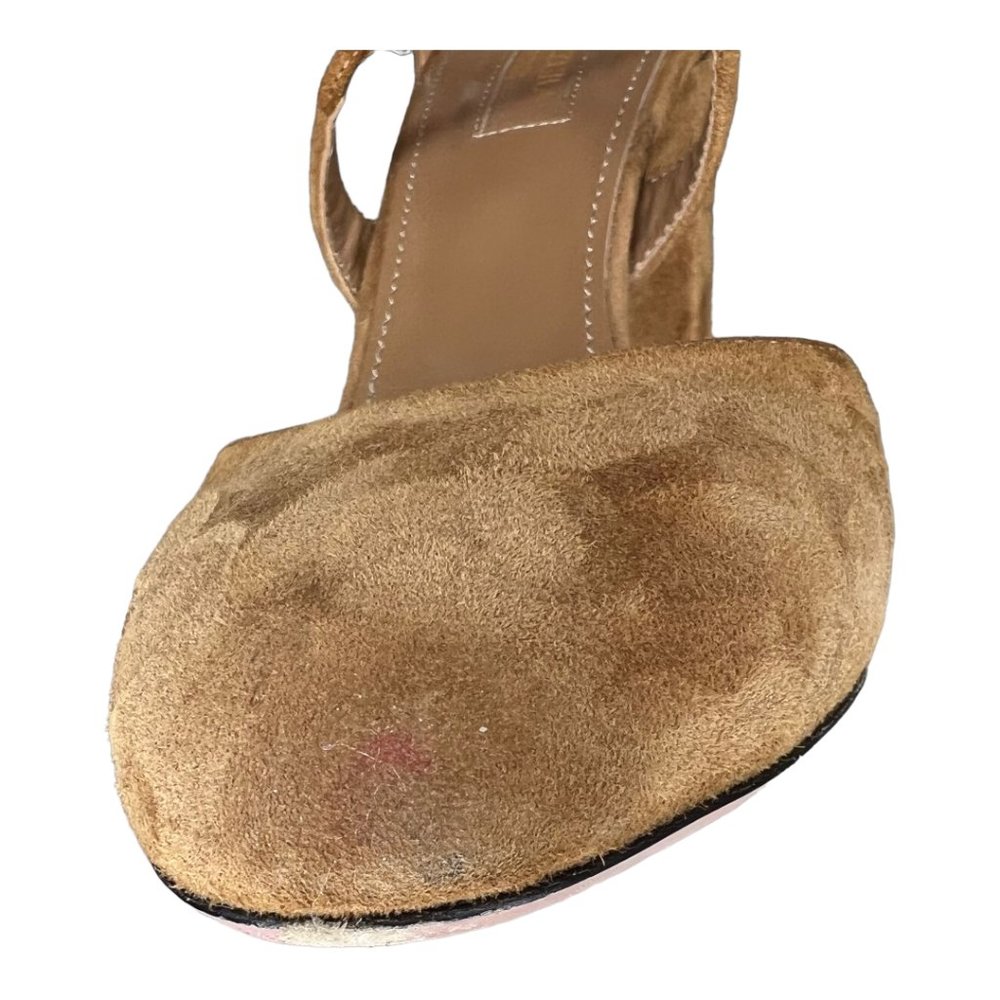 Aquazzura Karlie High Heel Suede Block Heel Pump - Picture 9 of 11